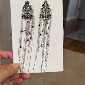 Zaras NWT  Metal Chain and Bead Earrings